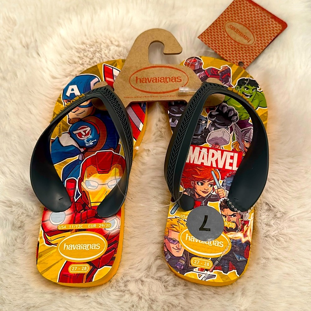 NWT Marvel Havaianas Orange Citrus Flip Flops Toddler Size 11/12C